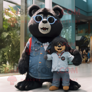 nan Spectacled Bear mascot costume character dressed with a Mom Jeans and Digital watches