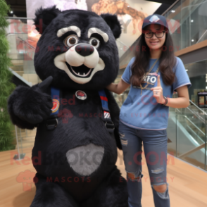 nan Spectacled Bear mascot costume character dressed with a Mom Jeans and Digital watches