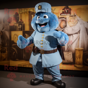 Sky Blue Civil War Soldier mascot costume character dressed with a Parka and Cummerbunds