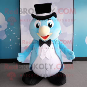 Sky Blue Ice Cream mascot costume character dressed with a Tuxedo and Bow ties