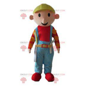 Lächelndes und fröhliches Handwerkerarbeitermaskottchen -