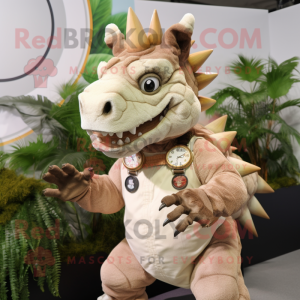 Beige Triceratops mascotte...