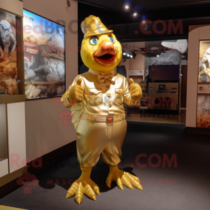 Guld kylling maskot kostume...