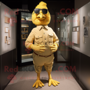 Guld kylling maskot kostume...