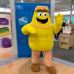 Yellow Air Force Soldier mascot costume character dressed with a Sweater and Tote bags