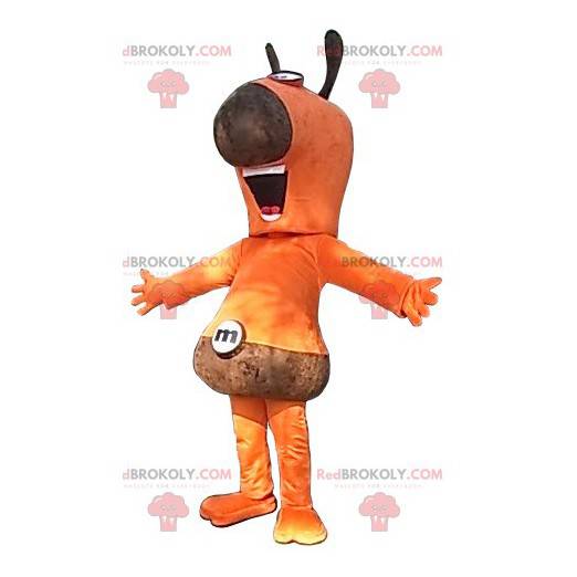 Mascote do boneco de neve laranja e marrom - Redbrokoly.com