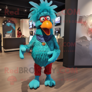 Turquoise Rooster mascotte...