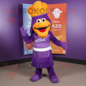 Paarse Paella mascotte...
