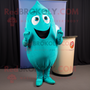 Teal Pepper mascot costume character dressed with a Tank Top and Cufflinks