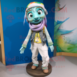 nan Mermaid mascot costume character dressed with a Cargo Pants and Scarf clips