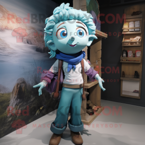 nan Mermaid mascot costume character dressed with a Cargo Pants and Scarf clips