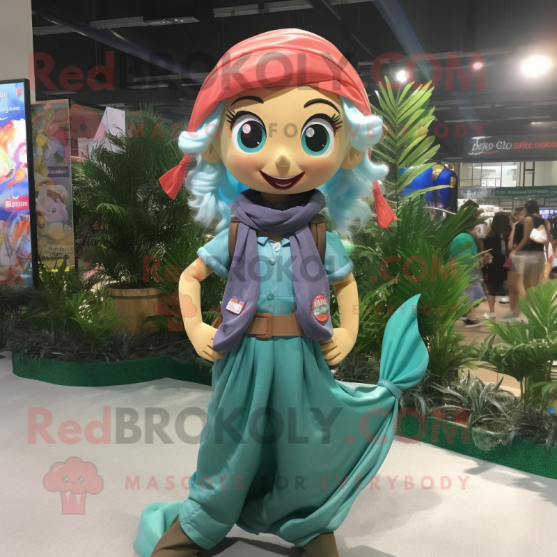 nan Mermaid mascot costume character dressed with a Cargo Pants and Scarf clips nan Mermaid mascot costume character dressed with a Cargo Pants and Scarf clips
