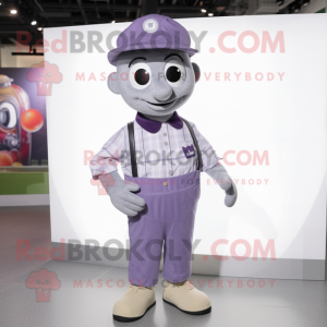 Gray Grape mascot costume character dressed with a Button-Up Shirt and Berets