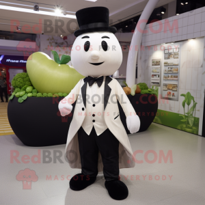 White Turnip mascot costume character dressed with a Tuxedo and Coin purses