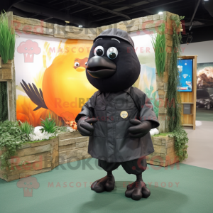 Black Goldfish mascot costume character dressed with a Cargo Shorts and Watches