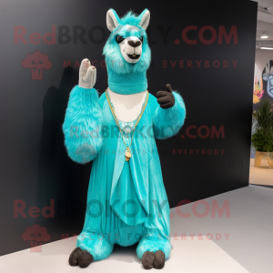 Turquoise Lama mascotte...