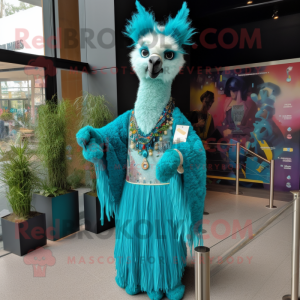 Turquoise Lama mascotte...