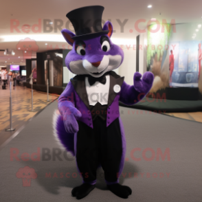 Purple Squirrel mascot costume character dressed with a Tuxedo and Cufflinks