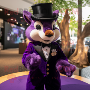 Purple Squirrel mascot costume character dressed with a Tuxedo and Cufflinks