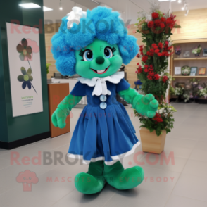 Blue Bunch Of Shamrocks mascot costume character dressed with a Blouse and Scarf clips