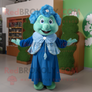 Blue Bunch Of Shamrocks mascot costume character dressed with a Blouse and Scarf clips
