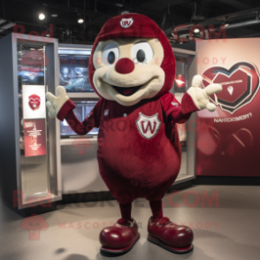 Maroon Heart mascot costume character dressed with a Baseball Tee and Smartwatches