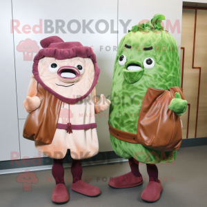 Rust Corned Beef And Cabbage mascot costume character dressed with a Sweater and Handbags