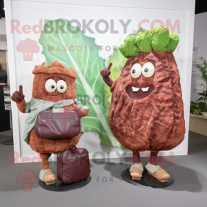 Rust Corned Beef And Cabbage mascot costume character dressed with a Sweater and Handbags