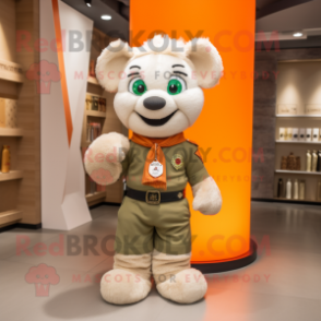 Tan Irish Flag mascot costume character dressed with a Vest and Brooches