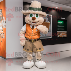 Tan Irish Flag mascot costume character dressed with a Vest and Brooches