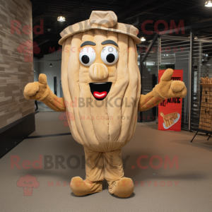 Tan French Fries mascot costume character dressed with a Cargo Shorts and Ties