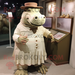 Beige Hippopotamus maskot...