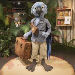 Gray Macaw mascot costume character dressed with a Cargo Pants and Wallets