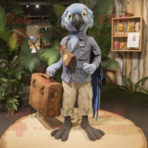 Gray Macaw mascot costume character dressed with a Cargo Pants and Wallets