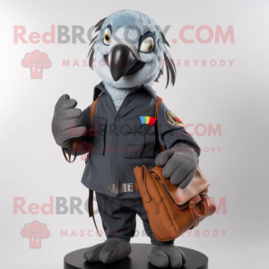 Gray Macaw mascot costume character dressed with a Cargo Pants and Wallets