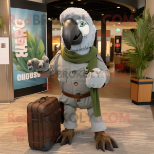 Grå Macaw maskot kostym...