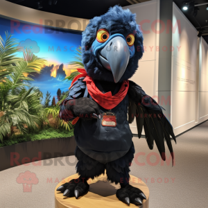 Black Macaw mascot costume character dressed with a Shorts and Bow ties