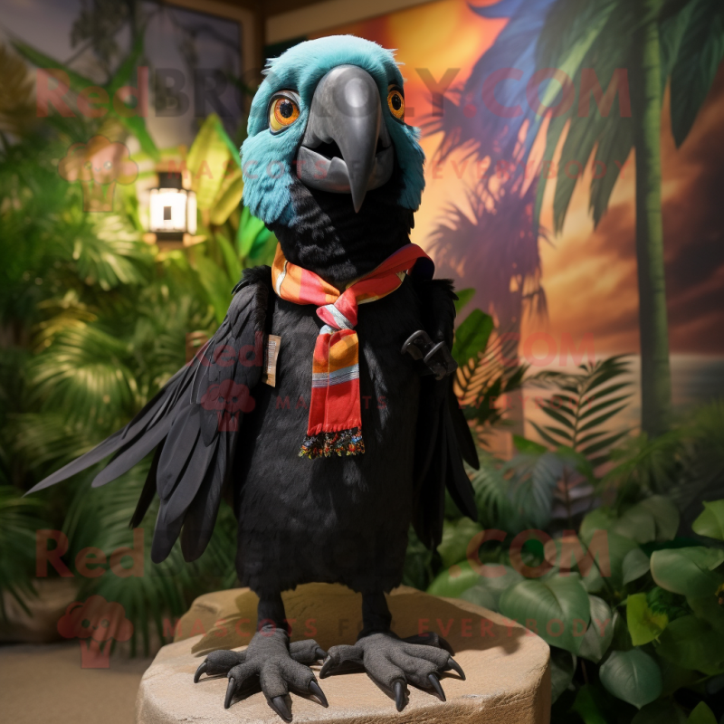 Black Macaw mascot costume character dressed with a Shorts and Bow ties Black Macaw mascot costume character dressed with a Shorts and Bow ties