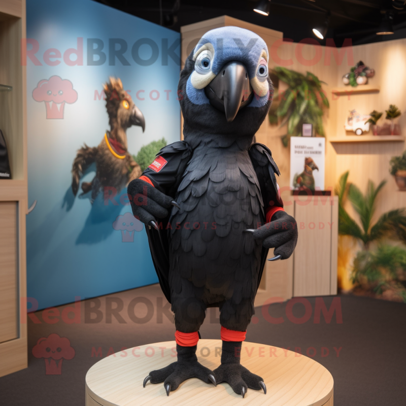 Black Macaw mascot costume character dressed with a Shorts and Bow ties