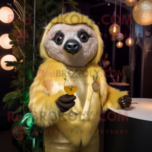 Gold Sloth maskot kostume...