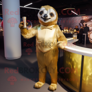 Gold Sloth maskot kostume...