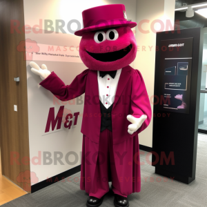 Magenta Attorney mascot costume character dressed with a Pleated Skirt and Cufflinks