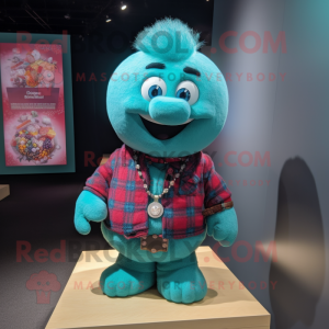 Cyan hallon maskot kostym...