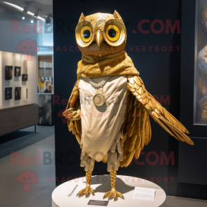 Gold Owl maskot kostym...