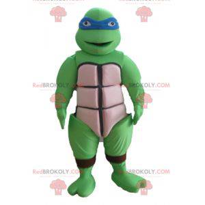 Mascot Leonardo famosa tortuga ninja con diadema azul -