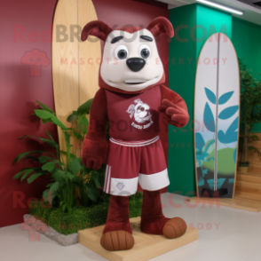 Maroon Irish Flag mascot costume character dressed with a Board Shorts and Ties