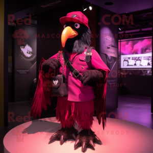 Magenta Crow maskot kostym...