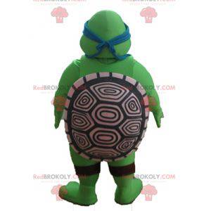 Mascot Leonardo famosa tortuga ninja con diadema azul -