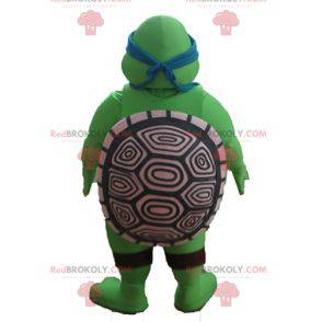 Mascot Leonardo famosa tortuga ninja con diadema azul -
