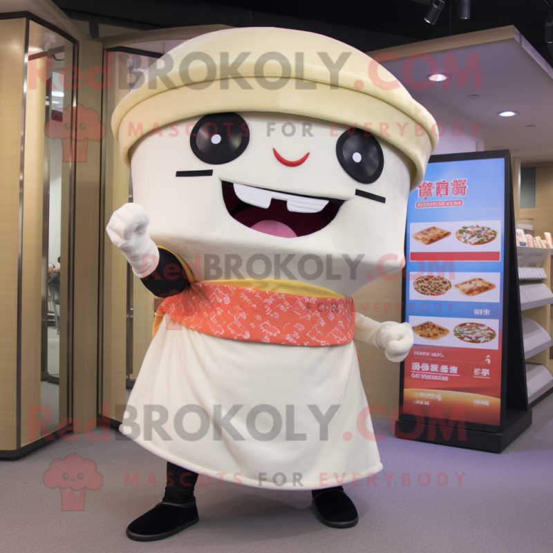 Cream Sushi mascot costume character dressed with a Jeggings and Coin purses Cream Sushi mascot costume character dressed with a Jeggings and Coin purses